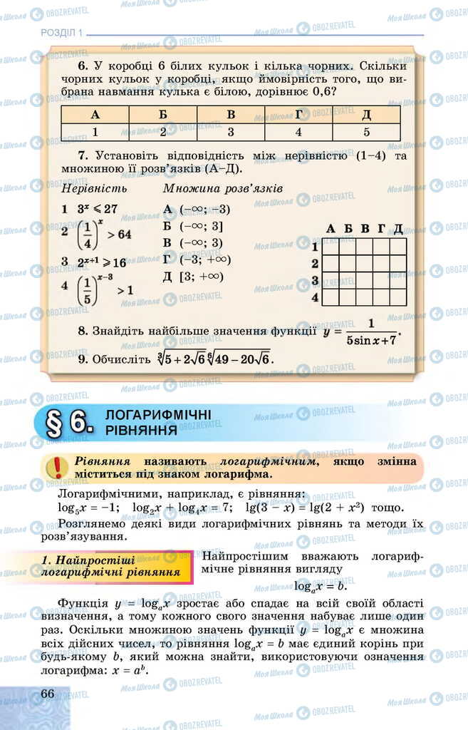 Учебники Алгебра 11 класс страница 66