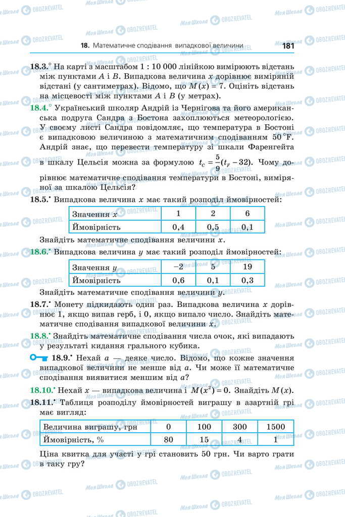 Підручники Алгебра 11 клас сторінка 181