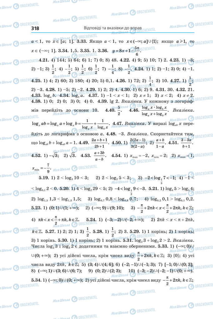 Підручники Алгебра 11 клас сторінка 318