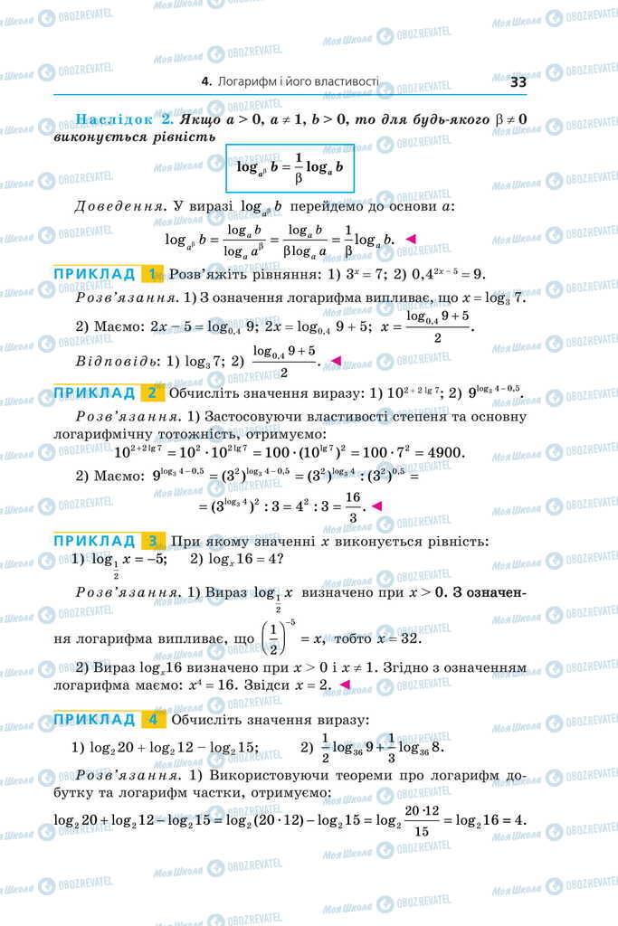 Підручники Алгебра 11 клас сторінка 33