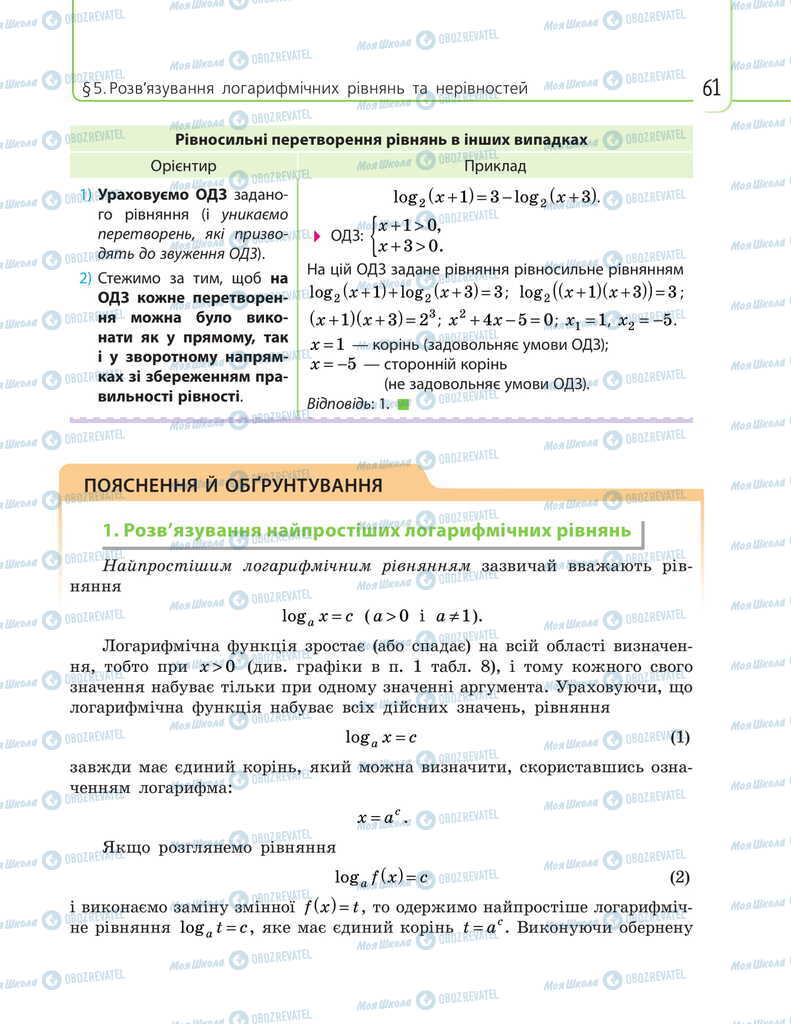 Підручники Математика 11 клас сторінка 61