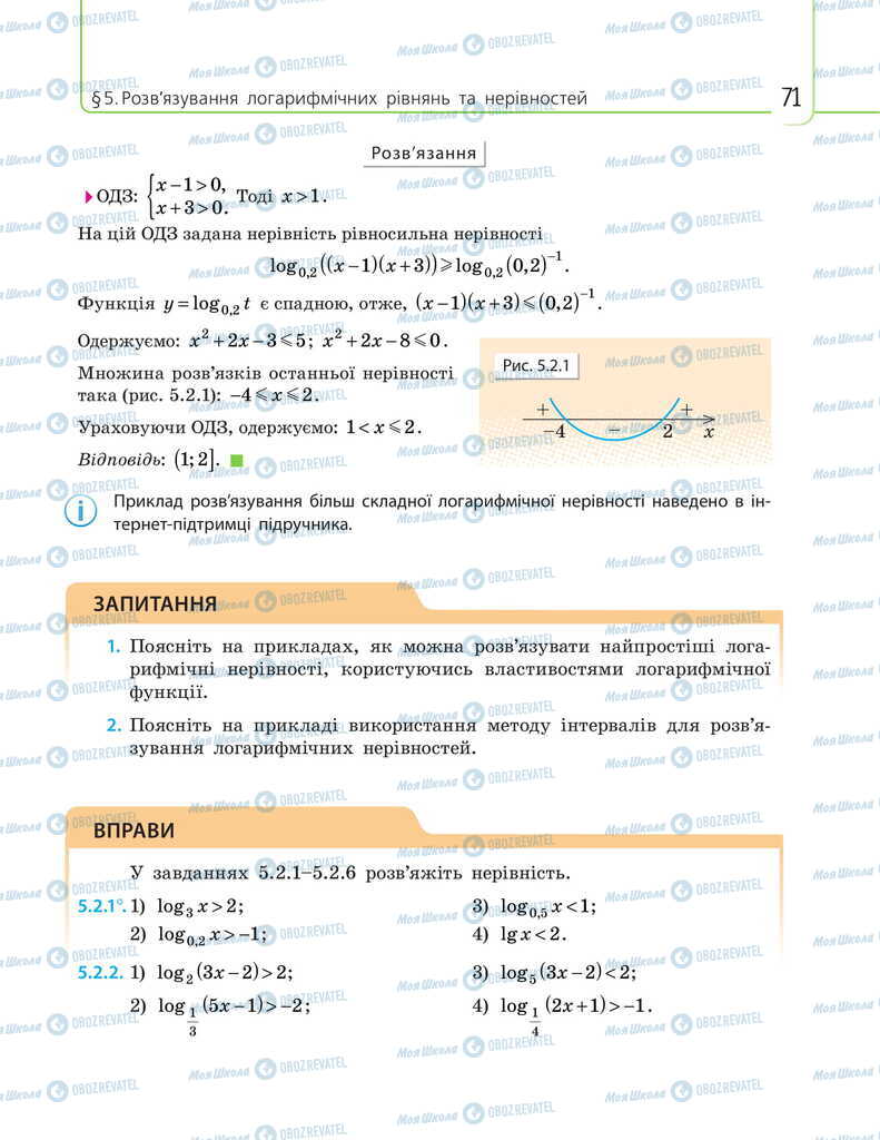 Підручники Математика 11 клас сторінка 71