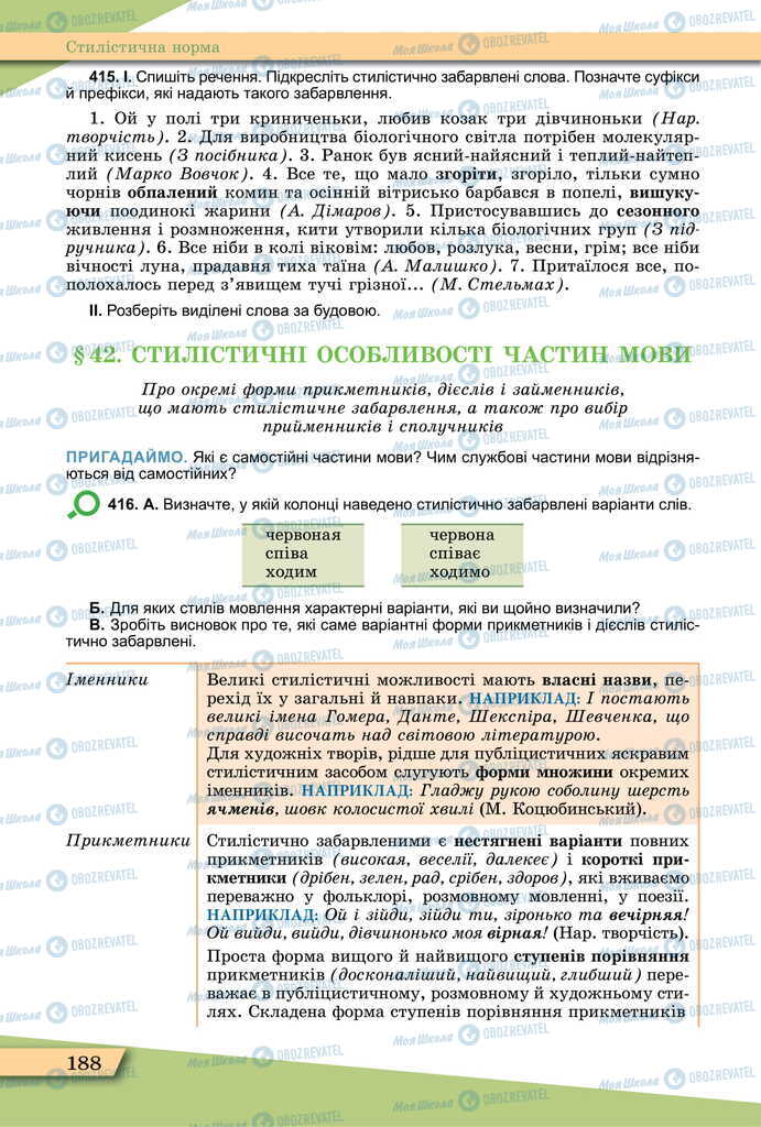 Підручники Українська мова 11 клас сторінка 188