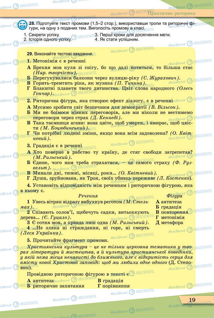 Учебники Укр мова 11 класс страница 19