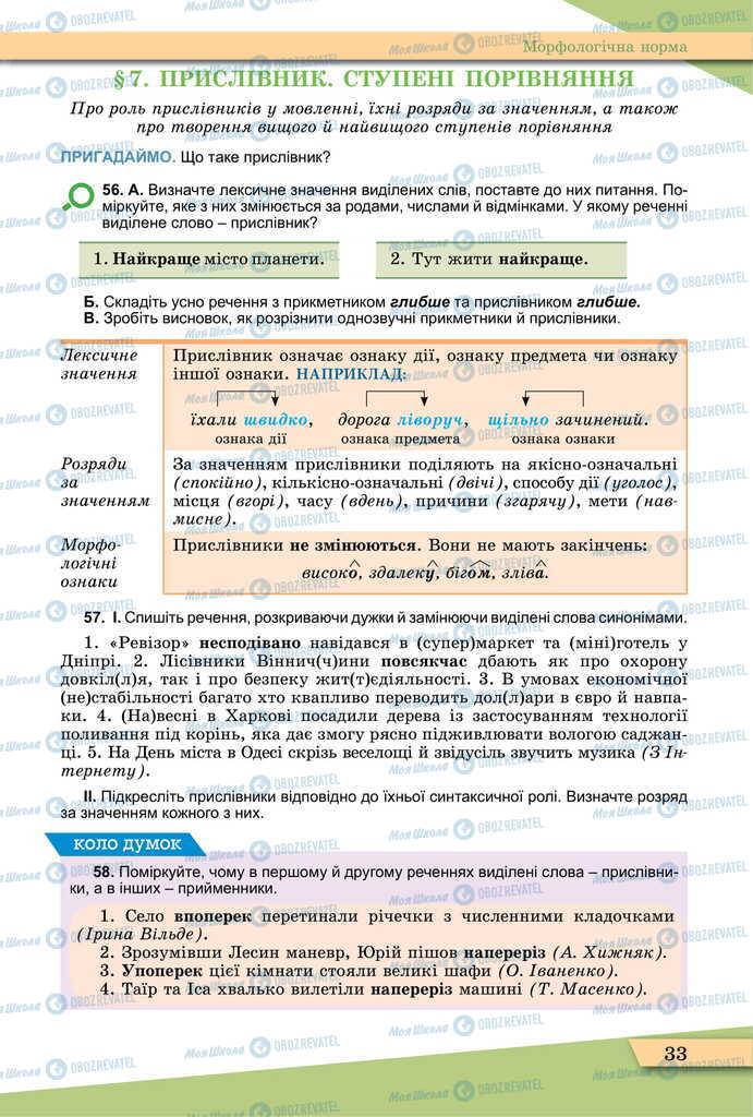 Учебники Укр мова 11 класс страница  33