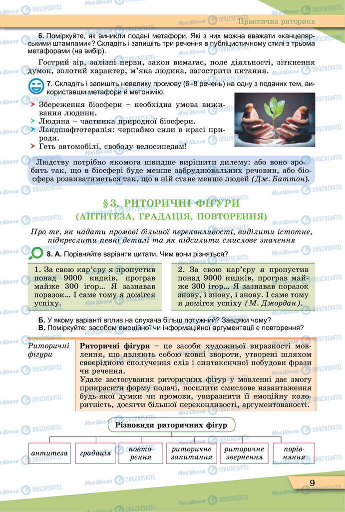 Підручники Українська мова 11 клас сторінка  9