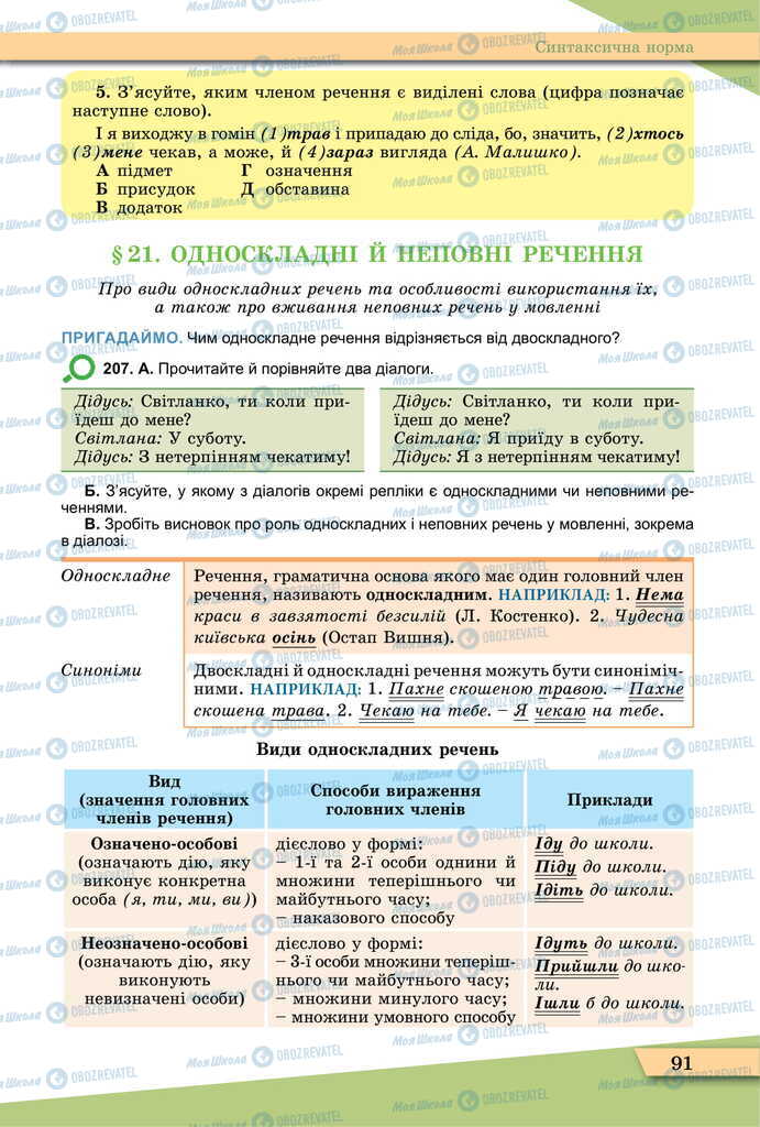 Підручники Українська мова 11 клас сторінка 91