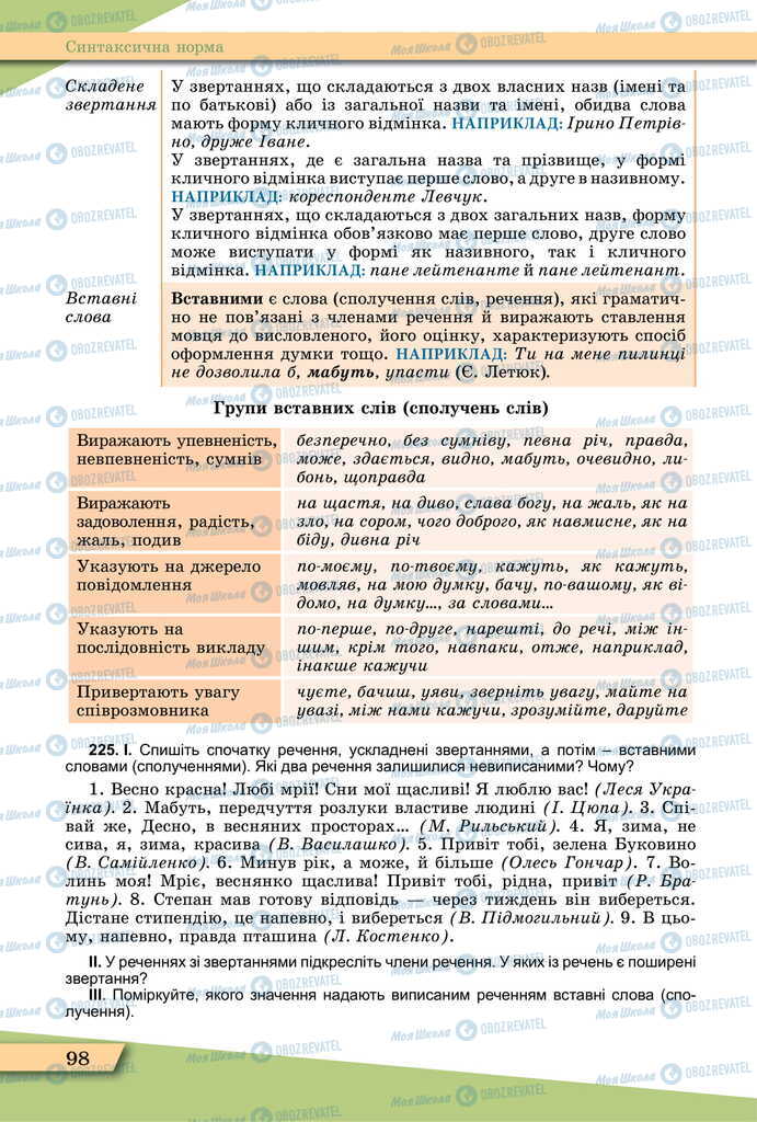 Учебники Укр мова 11 класс страница 98