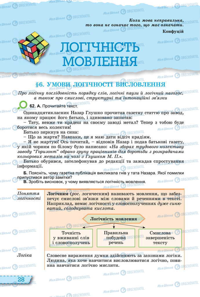Учебники Укр мова 11 класс страница  28