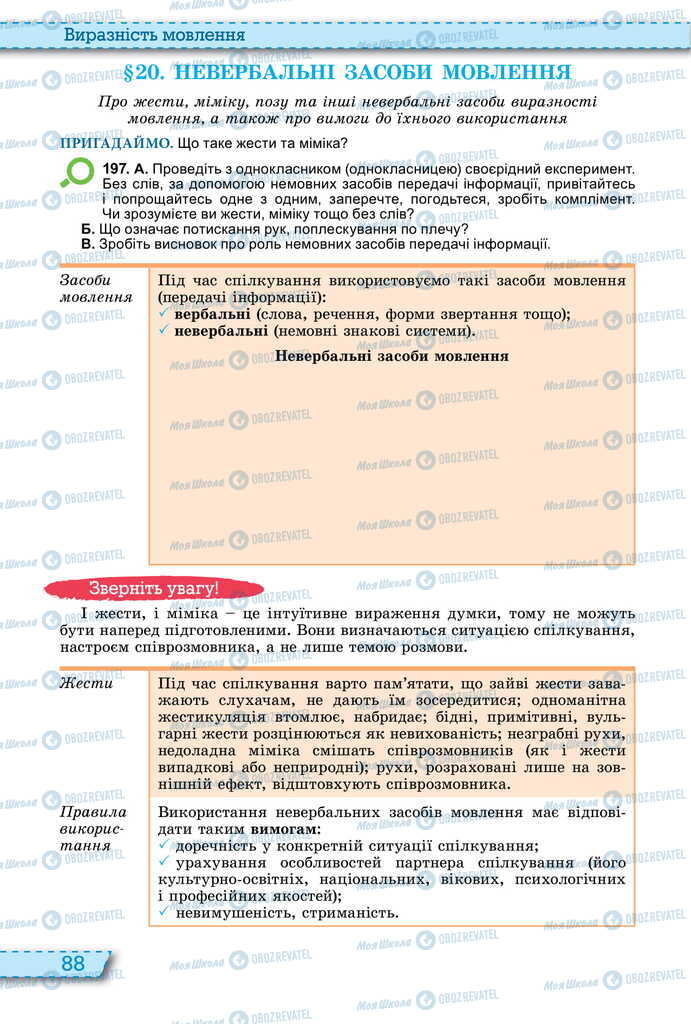 Підручники Українська мова 11 клас сторінка  88