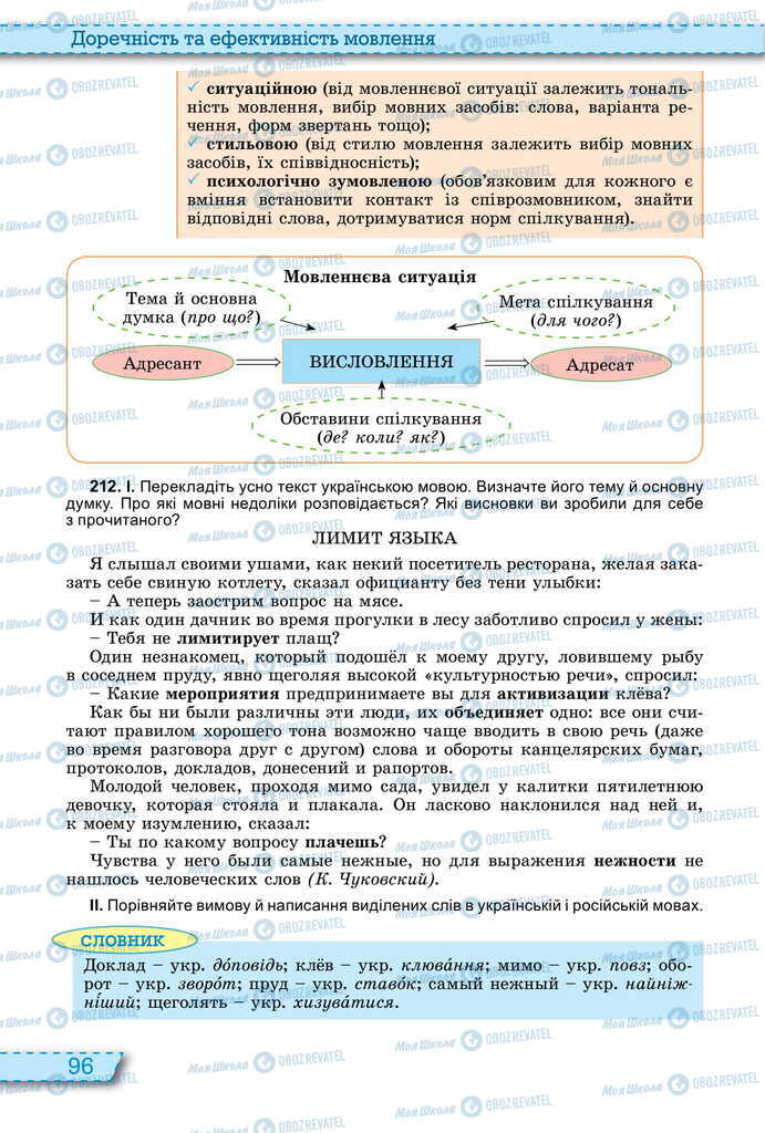 Підручники Українська мова 11 клас сторінка 96