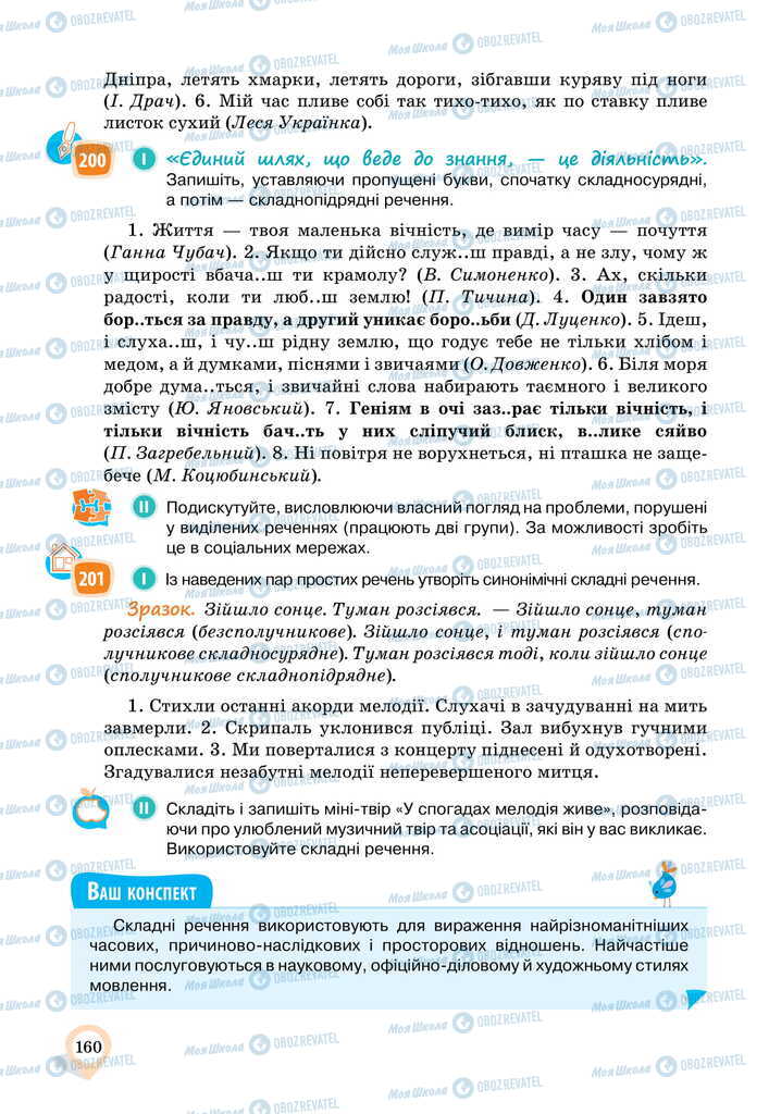 Підручники Українська мова 11 клас сторінка 160