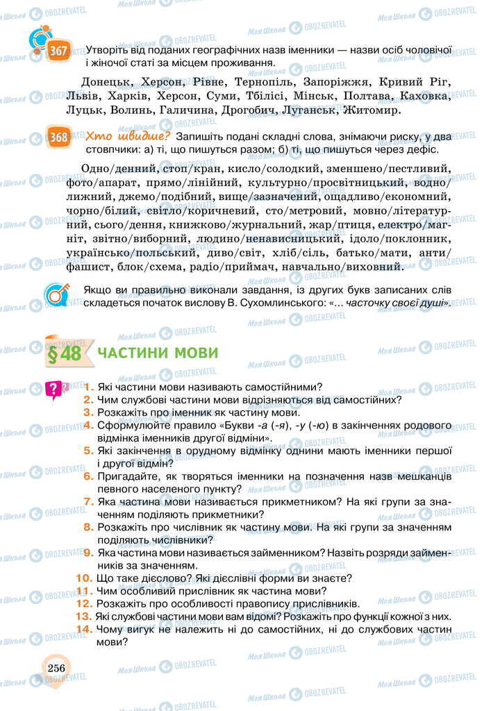 Підручники Українська мова 11 клас сторінка  256