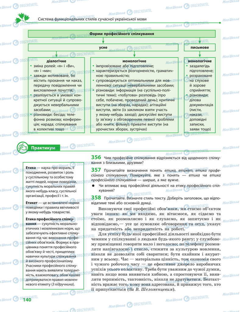 Підручники Українська мова 11 клас сторінка 140