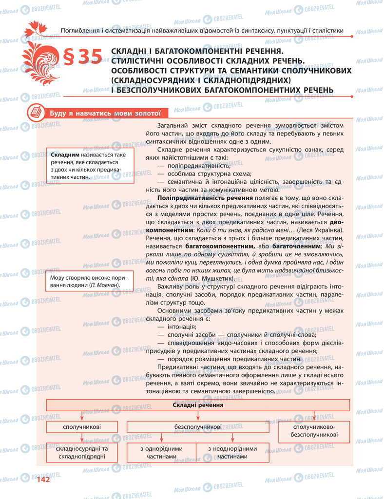 Учебники Укр мова 11 класс страница  142