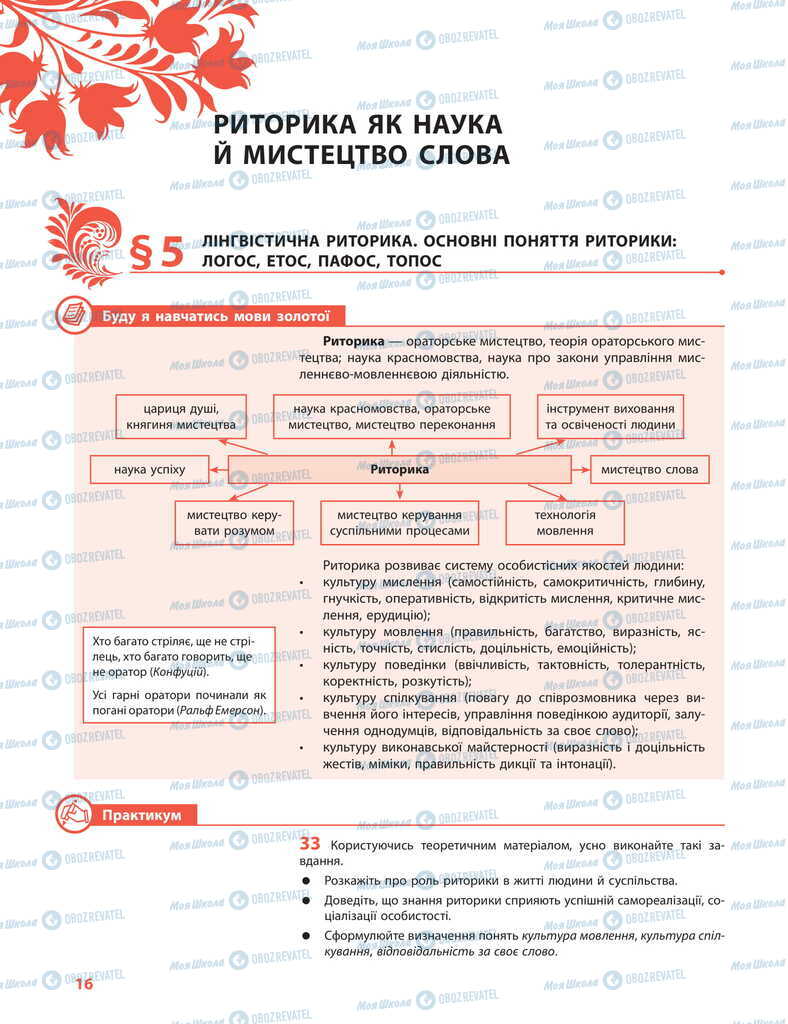 Підручники Українська мова 11 клас сторінка  16