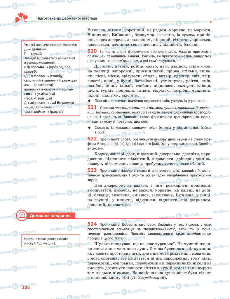 Учебники Укр мова 11 класс страница 206