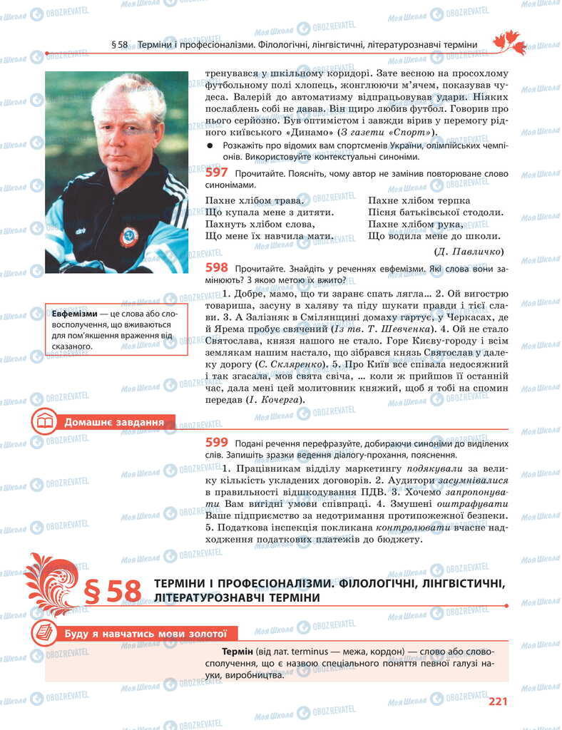 Підручники Українська мова 11 клас сторінка 221