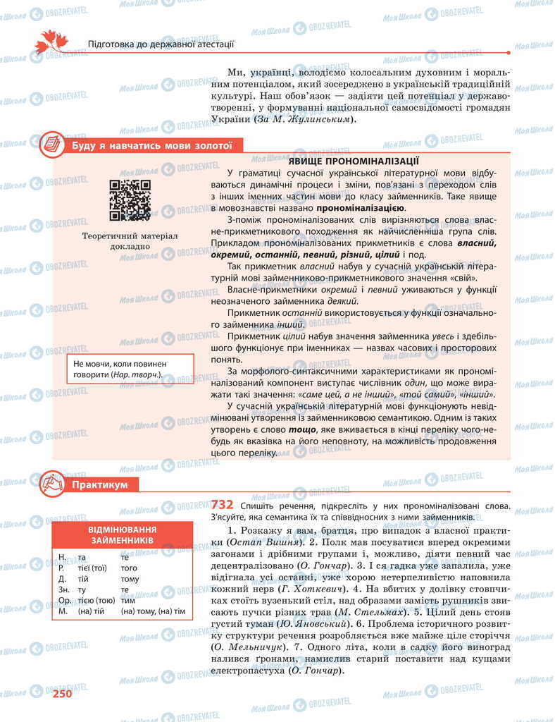 Учебники Укр мова 11 класс страница 250