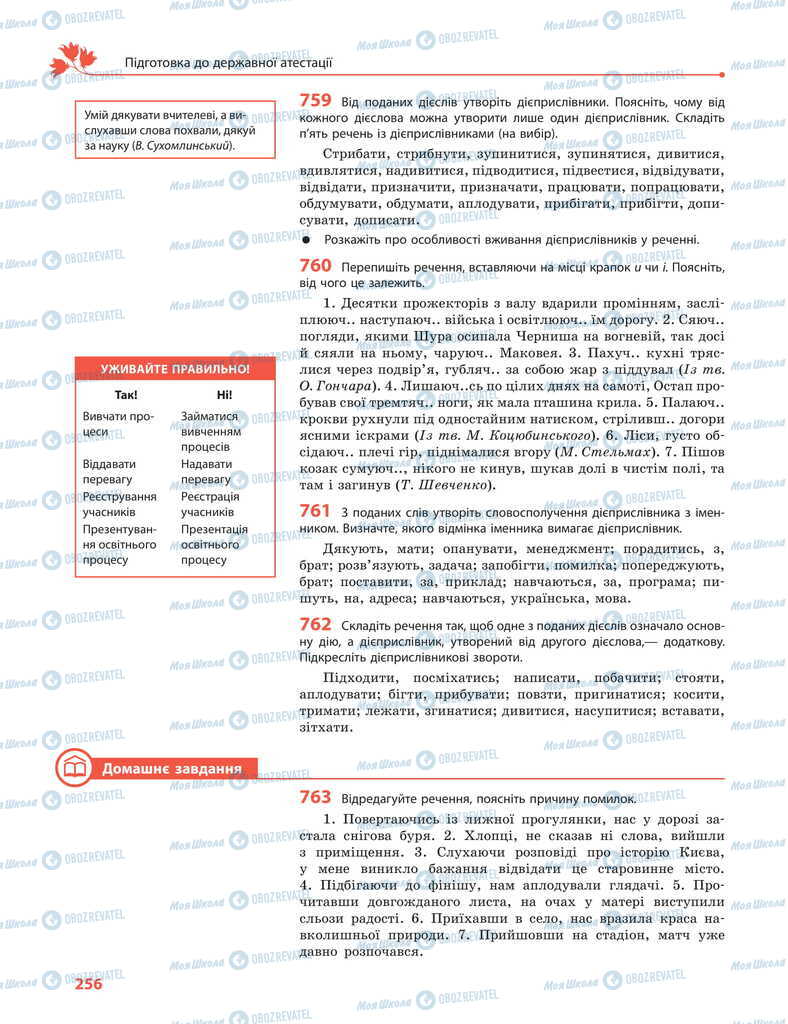 Підручники Українська мова 11 клас сторінка 256