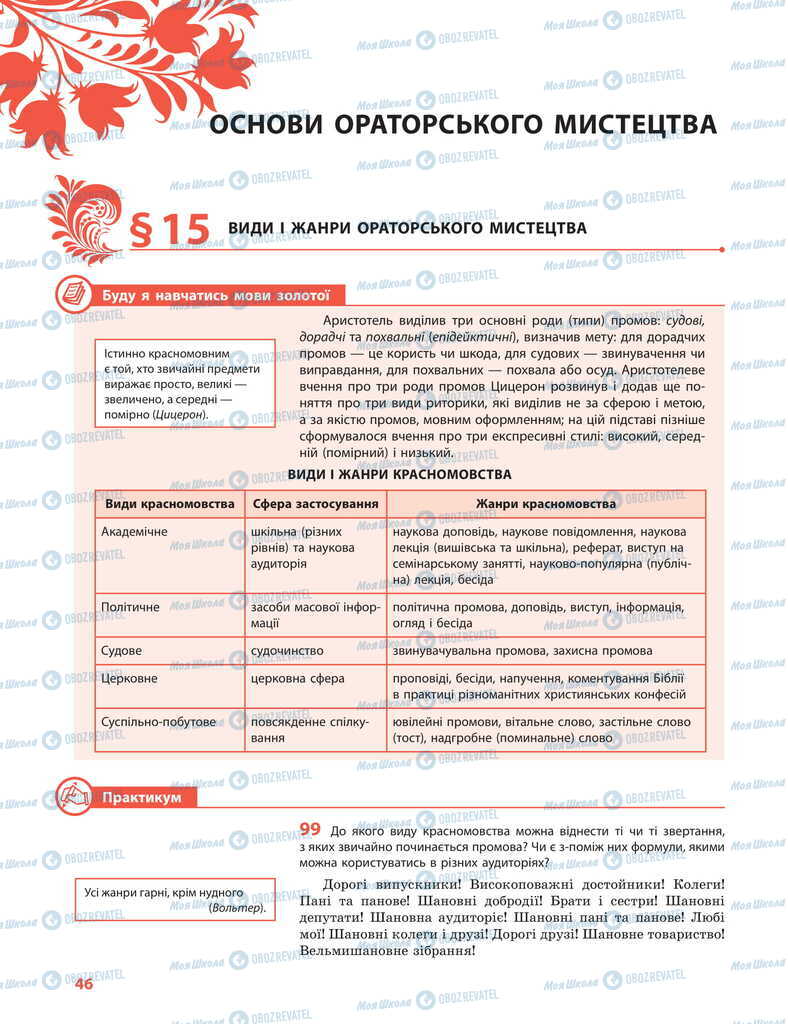 Учебники Укр мова 11 класс страница  46