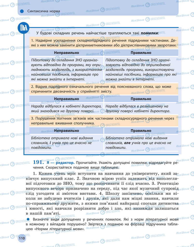 Підручники Українська мова 11 клас сторінка 110