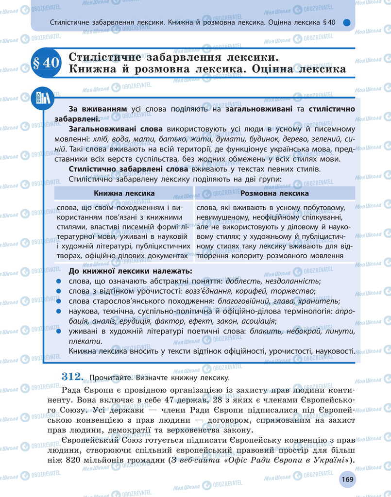 Підручники Українська мова 11 клас сторінка  169