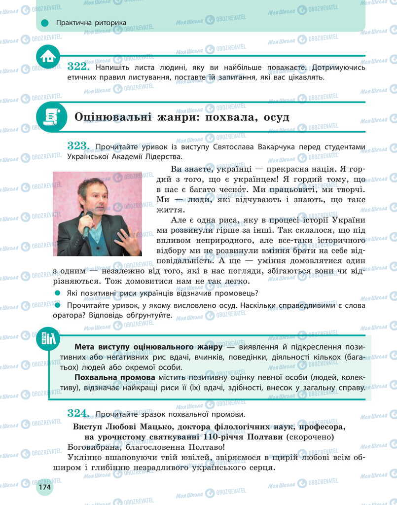 Підручники Українська мова 11 клас сторінка 174