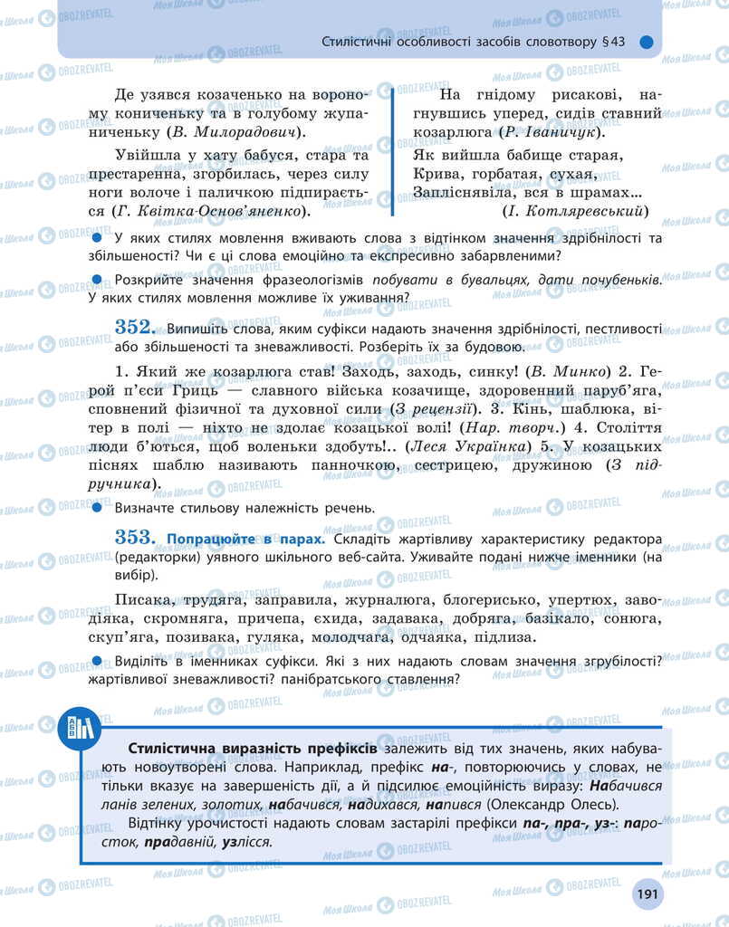 Підручники Українська мова 11 клас сторінка 191