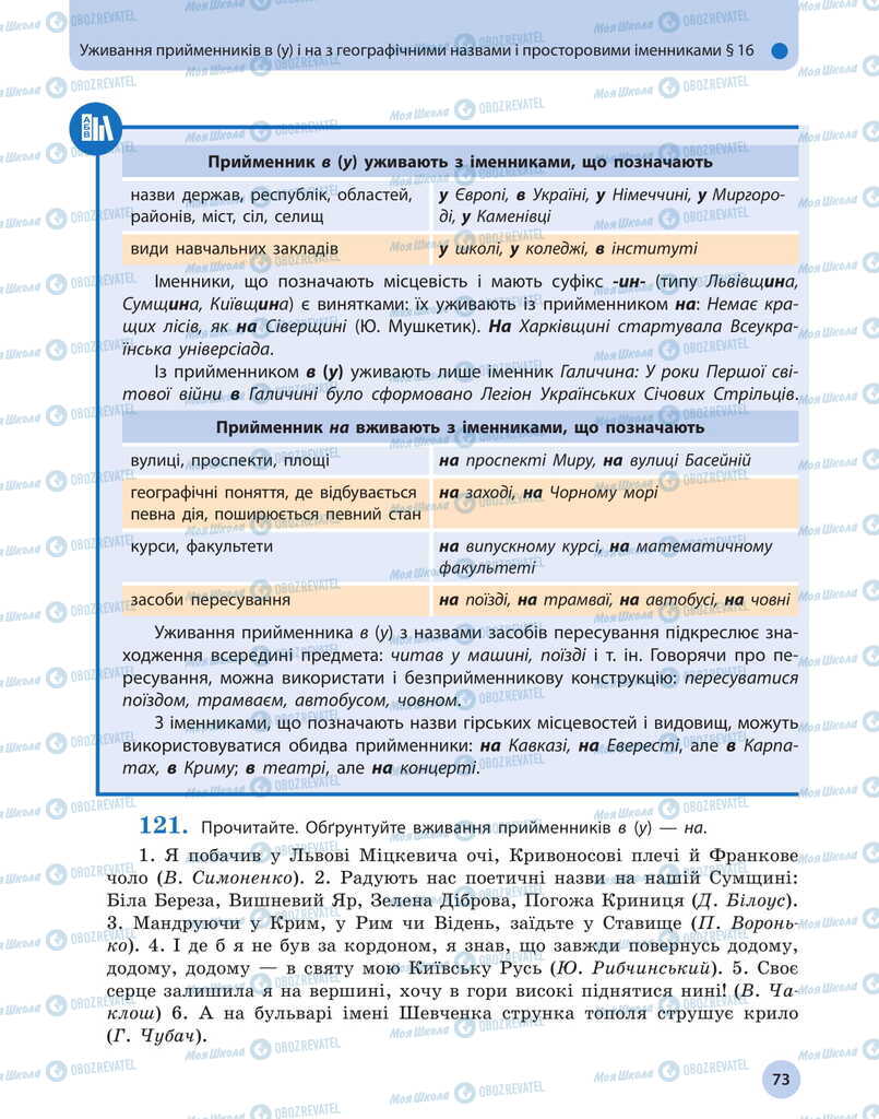 Підручники Українська мова 11 клас сторінка 73