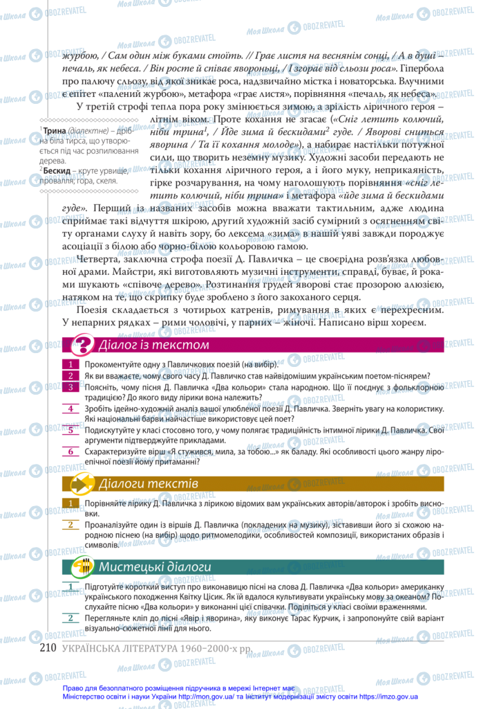 Підручники Українська література 11 клас сторінка 210