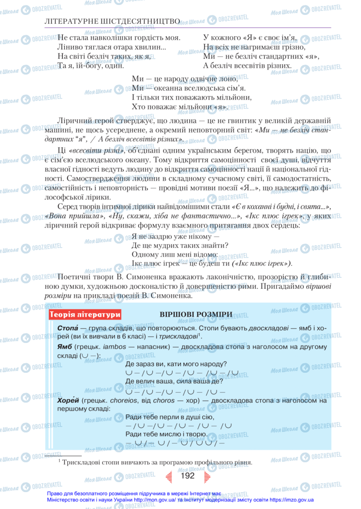 Підручники Українська література 11 клас сторінка 192