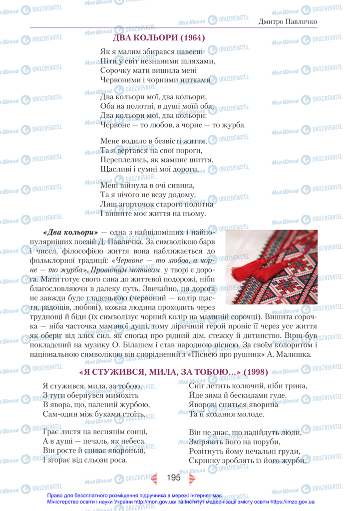 Підручники Українська література 11 клас сторінка 195