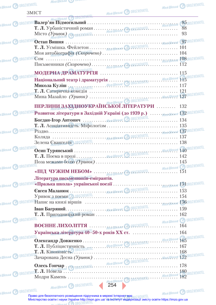 Підручники Українська література 11 клас сторінка 254