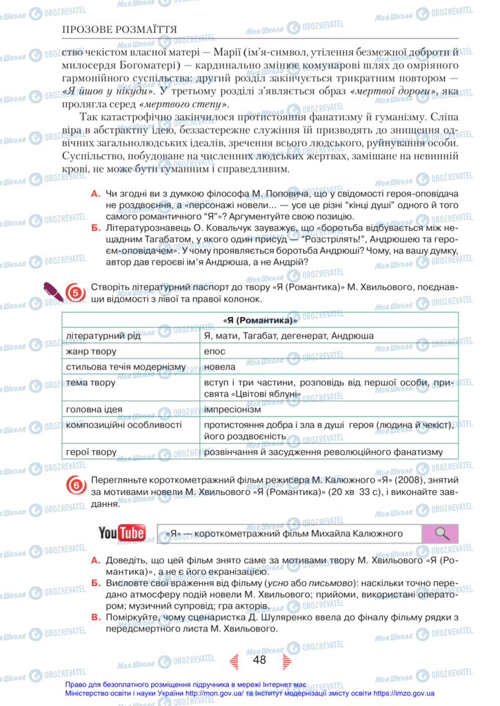 Підручники Українська література 11 клас сторінка 48