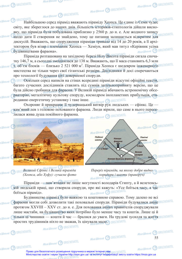 Підручники Всесвітня історія 6 клас сторінка 55