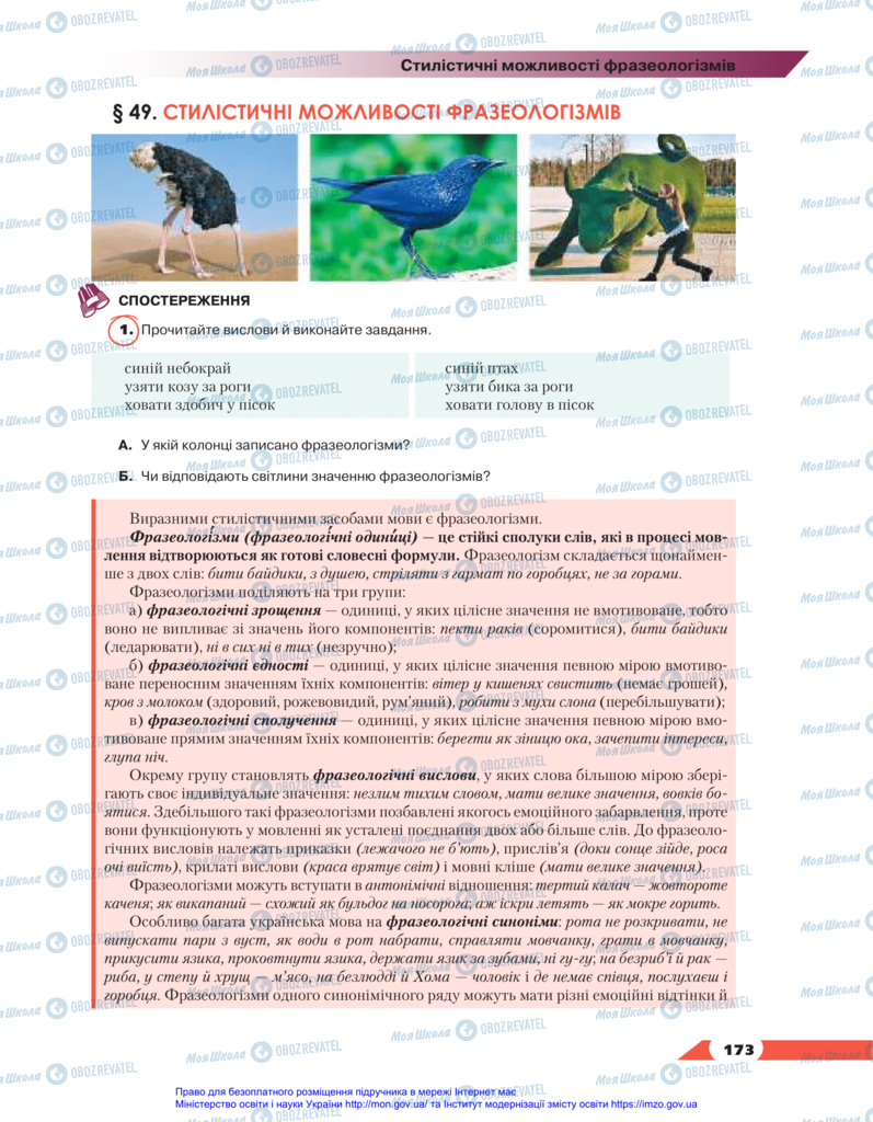Підручники Українська мова 11 клас сторінка 173