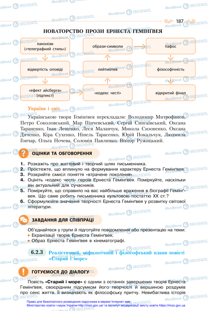 Підручники Зарубіжна література 11 клас сторінка 187