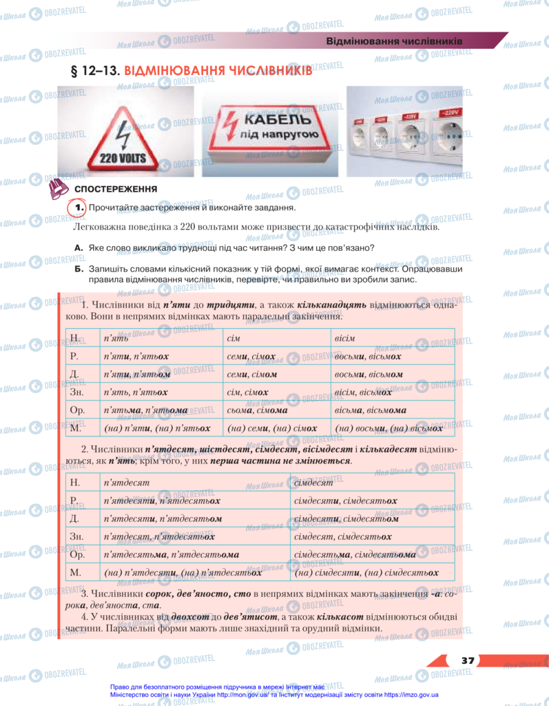 Учебники Укр мова 11 класс страница 37