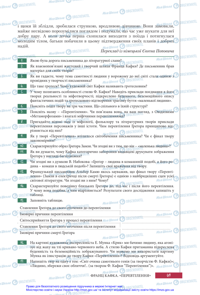 Підручники Зарубіжна література 11 клас сторінка 49