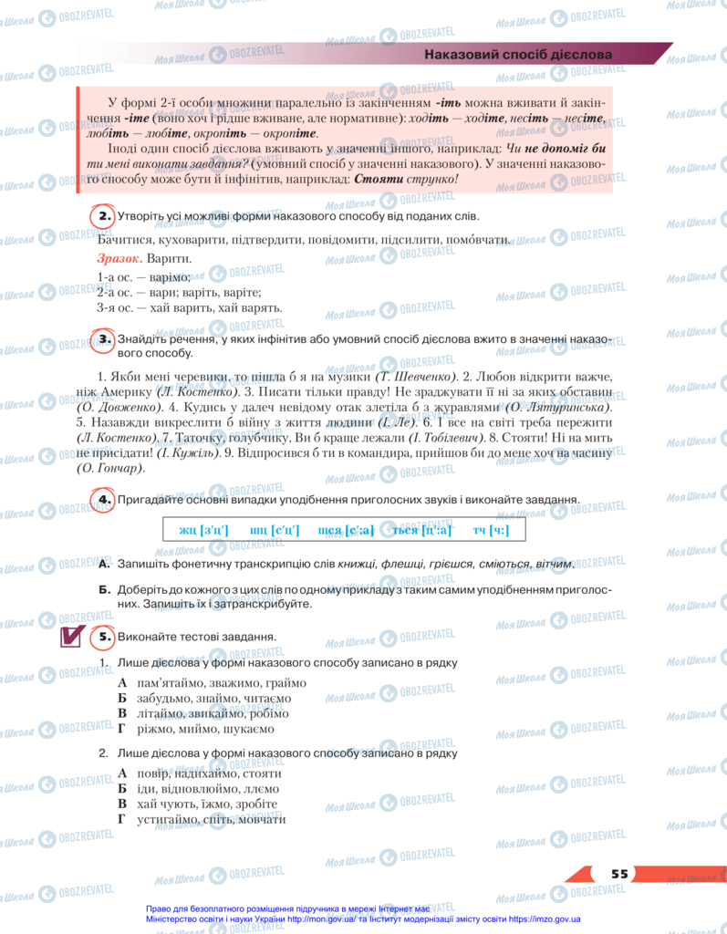 Підручники Українська мова 11 клас сторінка 55
