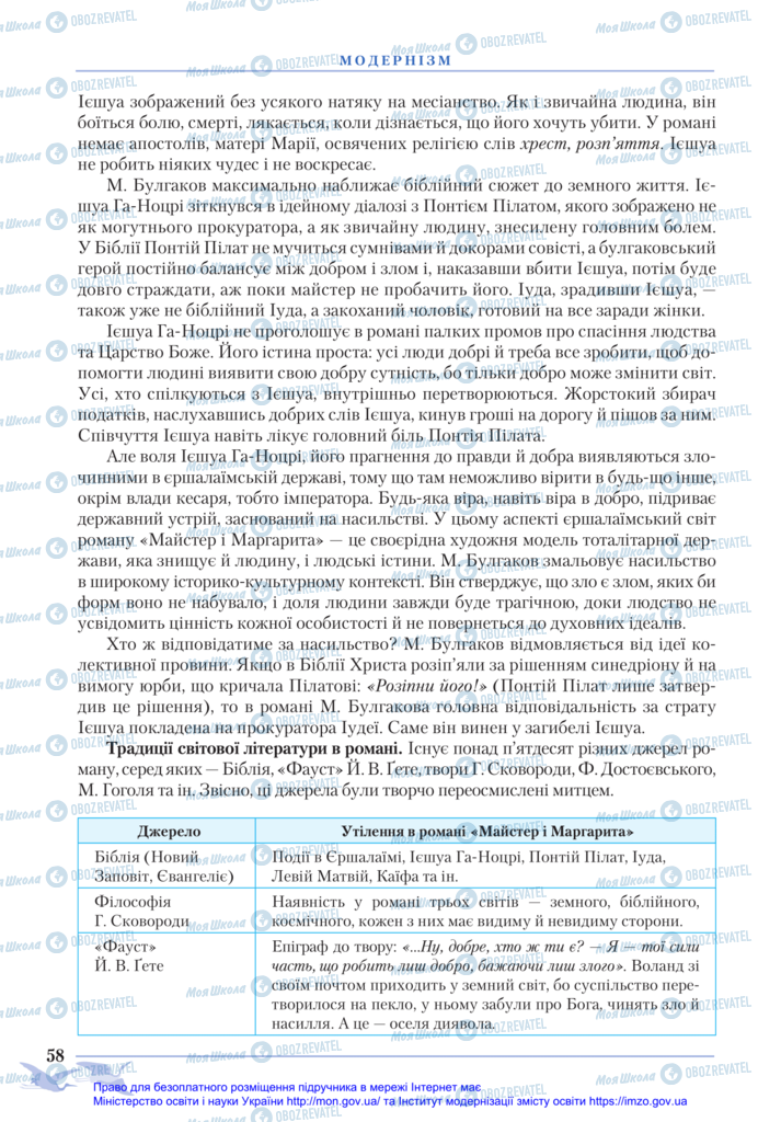 Підручники Зарубіжна література 11 клас сторінка 58