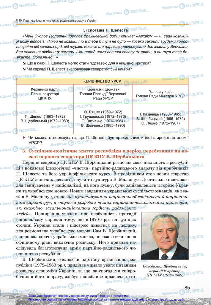 Підручники Історія України 11 клас сторінка 85