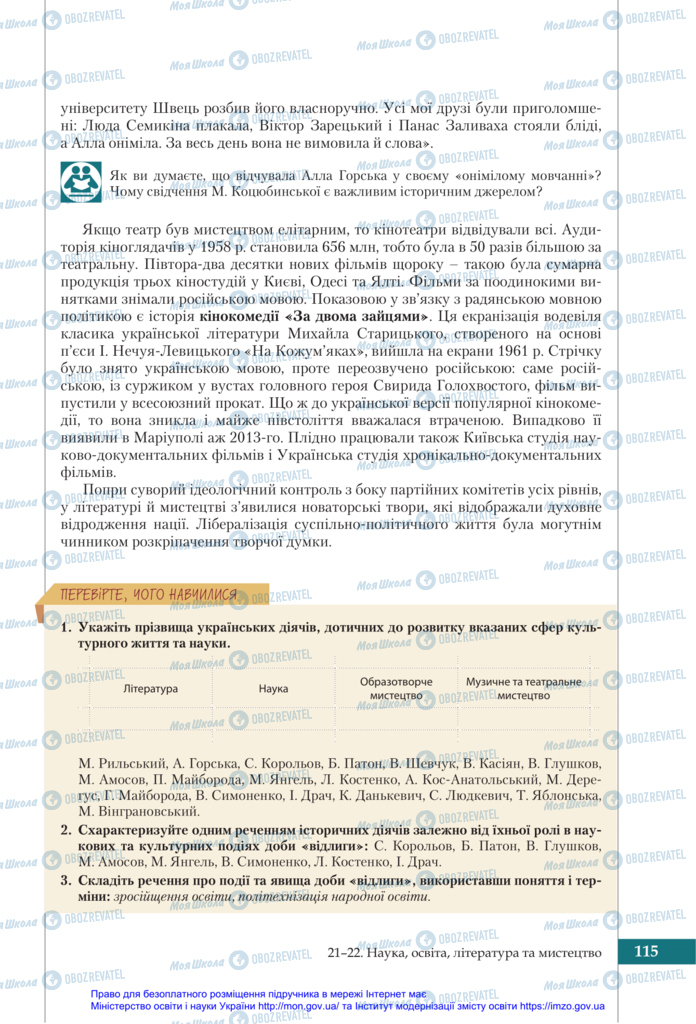 Учебники История Украины 11 класс страница 115