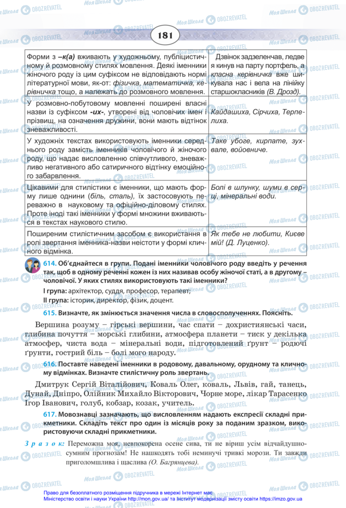 Підручники Українська мова 11 клас сторінка 181