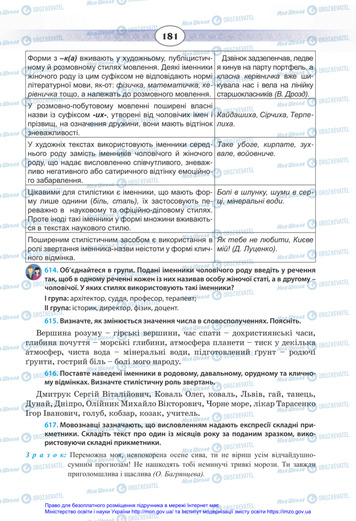 Учебники Укр мова 11 класс страница 181