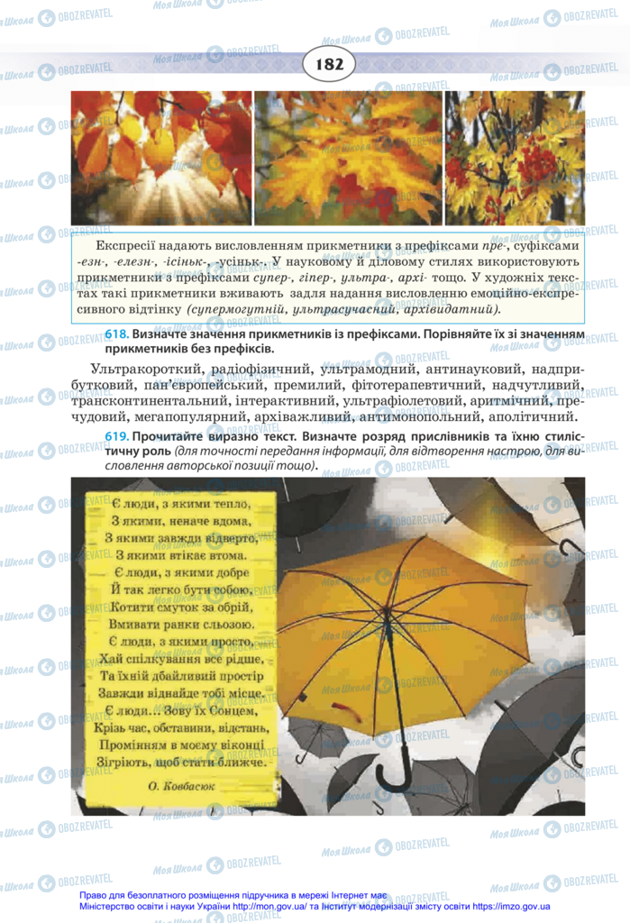 Підручники Українська мова 11 клас сторінка 182