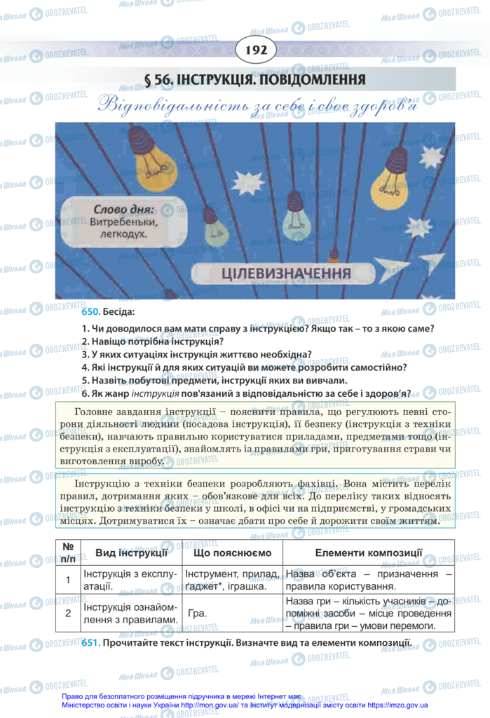 Підручники Українська мова 11 клас сторінка 192