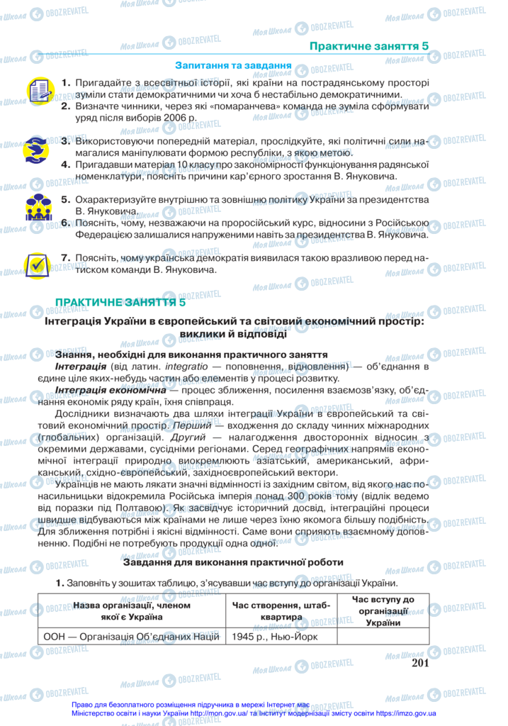 Учебники История Украины 11 класс страница 201