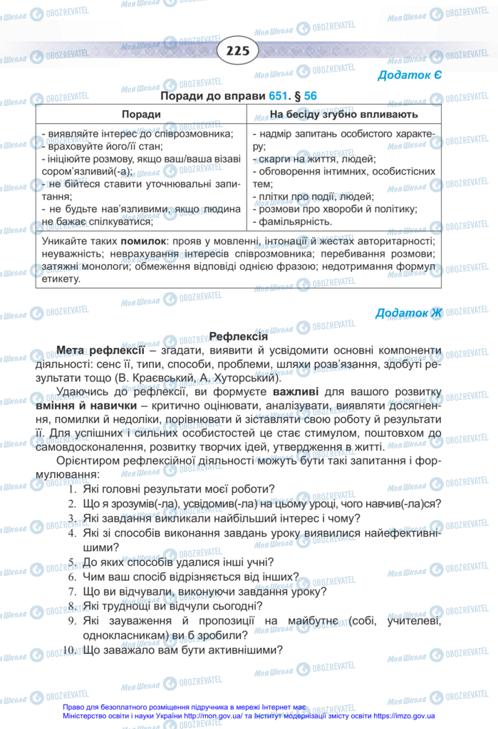 Підручники Українська мова 11 клас сторінка 225